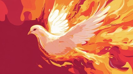 Obraz premium Illustration of Dove and Flames