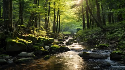 Obraz premium stream trees and water