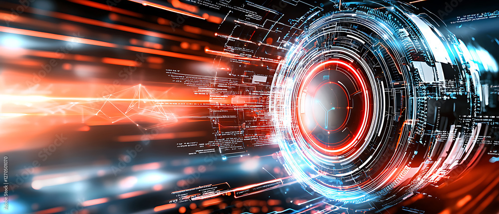 Poster futuristic digital energy burst virtual space abstract art high-tech environment dynamic view innova