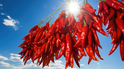 Naklejka premium sun red chili peppers