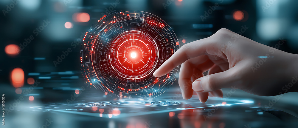 Poster interactive digital interface manipulation futuristic lab technology concept virtual environment clo