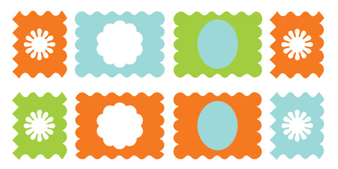 Groovy Zig-Zag Wonderland: Abstract Wavy Shapes, Scalloped Frames & Playful Floral Vector Set for Kids