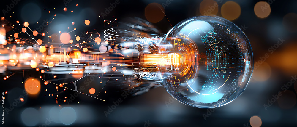 Poster dynamic fusion of light and data advanced technology in a futuristic environment digital art perspec