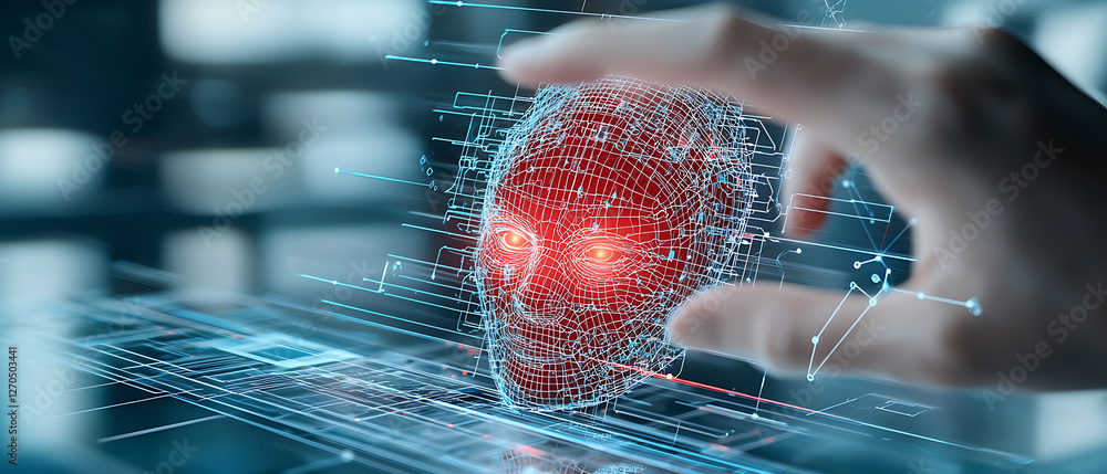 Aufkleber innovative ai development virtual environment digital art futuristic setting close-up view human int