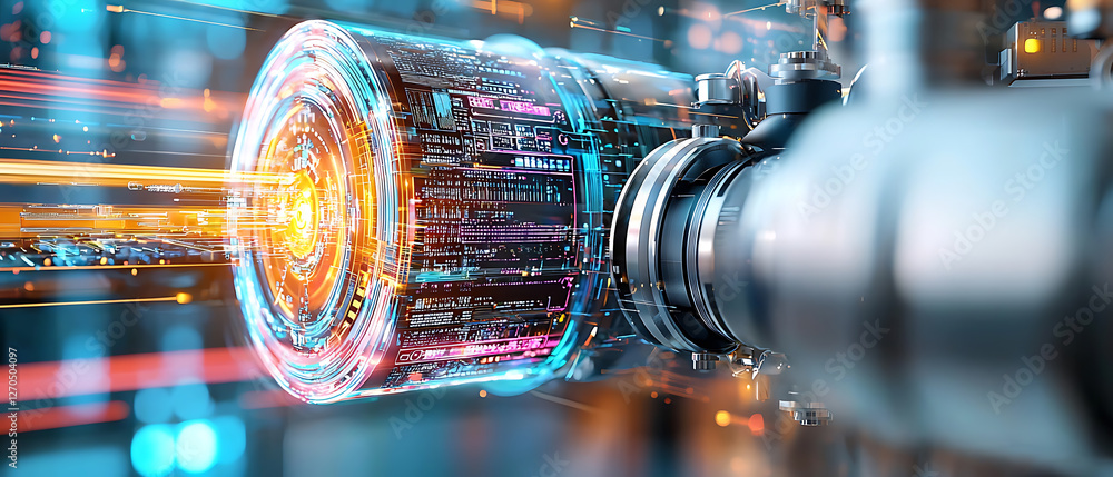 Poster dynamic technology visualization digital studio futuristic graphics innovative environment close-up 