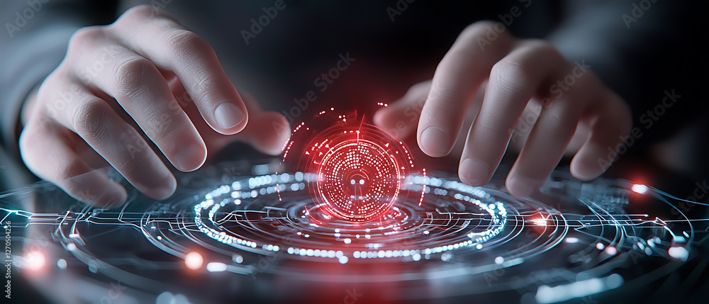 Aufkleber interactive digital interface manipulation virtual space technology art futuristic environment close