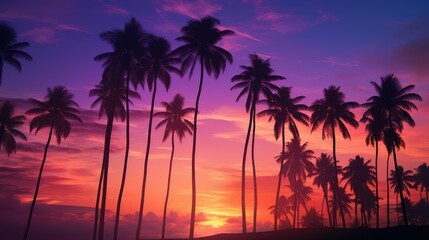 evening palm trees night