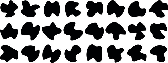 Organic blob vector shape. Black wavy liquid blobs. abstract geometric shapes set. Amorphous random irregular blobs. Organic blob shape on white background.