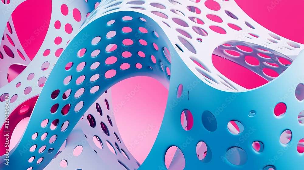 Poster intricate three-dimensional structure with curves and openings