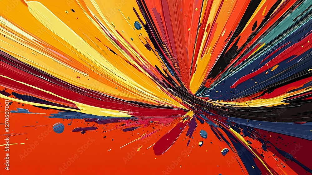 Aufkleber abstract colorful artwork with dynamic brush strokes and splashes
