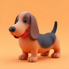 Basset hound sitting and looking away from the camera