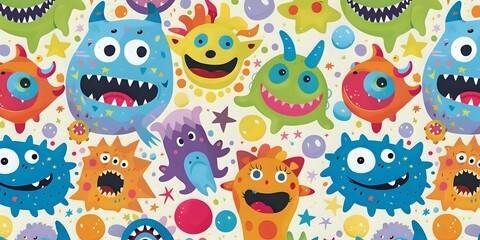 Naklejka premium Colorful Monster Fun: A Whimsical Design