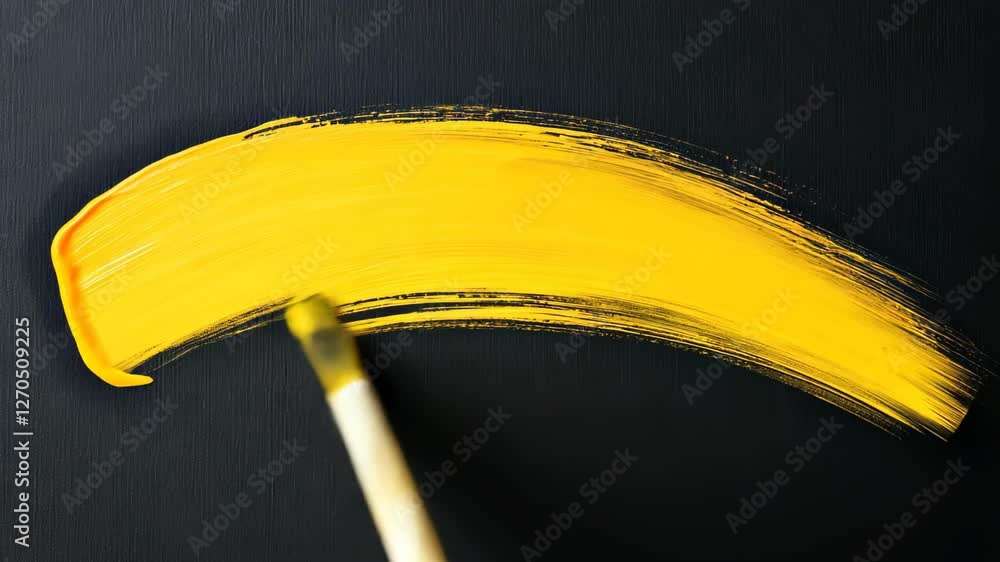 Poster golden brush stroke on black background representing artistic expression and creative design element