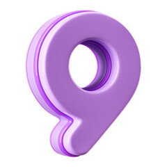 Number 9 Purple 3D illustration