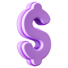 Dollar Purple Icon 3D Render