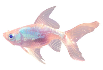 Iridescent Glittering Fish Floating in a Dreamy Pastel Glow