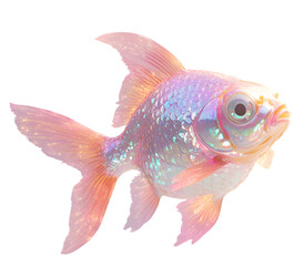 Iridescent Glittering Fish Floating in a Dreamy Pastel Glow