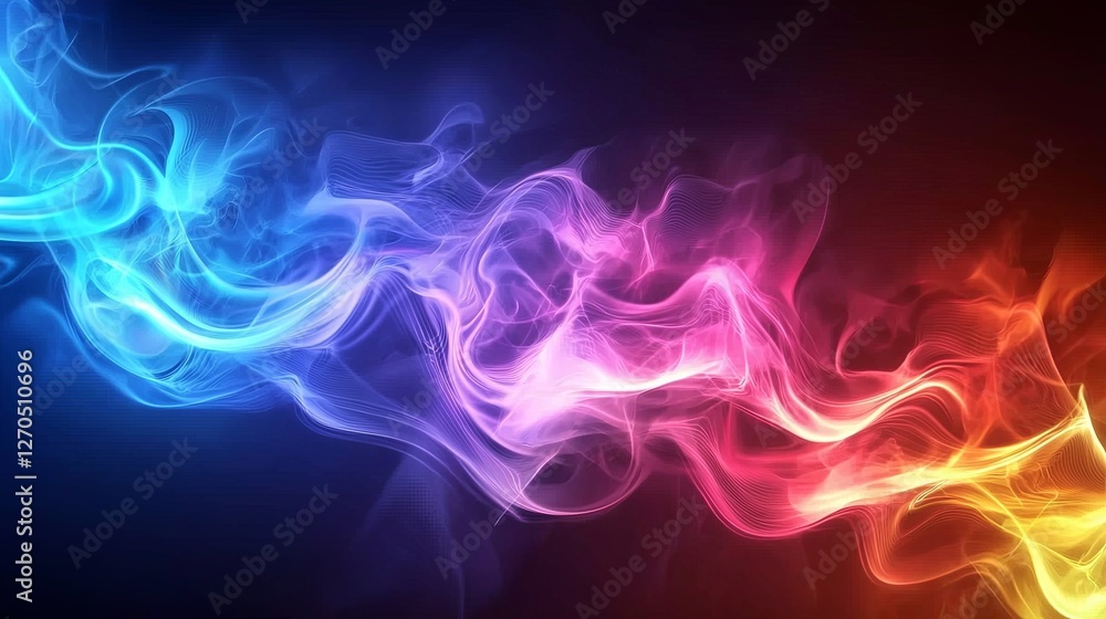 Aufkleber abstract colorful smoke waves on a dark background in motion