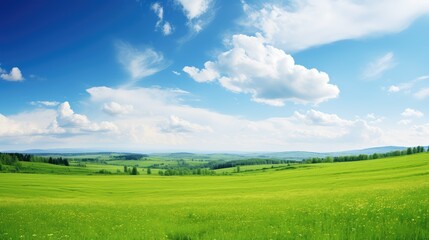 Fototapeta premium outdoors blue sky green field