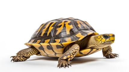 Fototapeta premium crawling turtle on white background