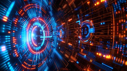Obraz premium Futuristic Bitcoin Digital Background