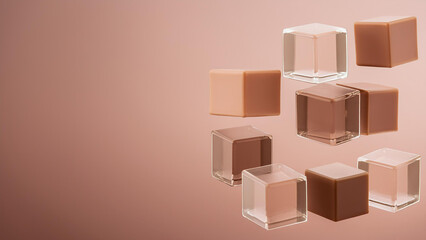 Clear and Colored 3D Cubes on a Gradient Background