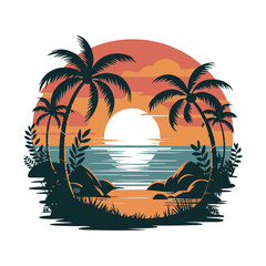 tropical island with palm tree