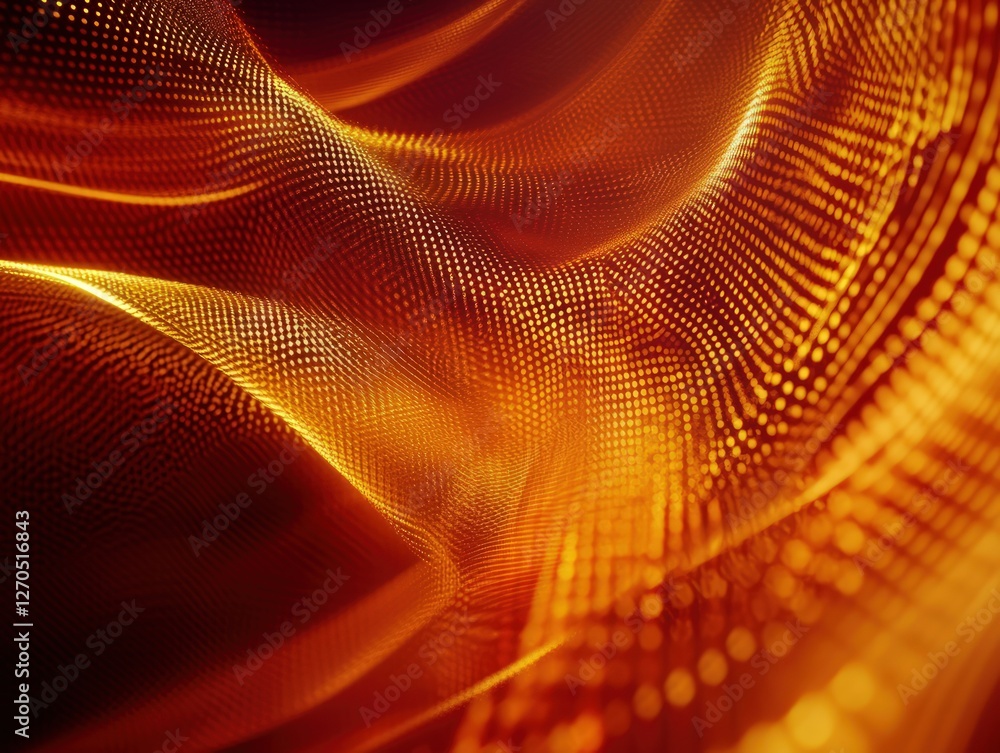 Poster abstract orange and red particle wave on dark background