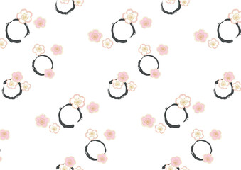 桜と丸い筆跡のパターン