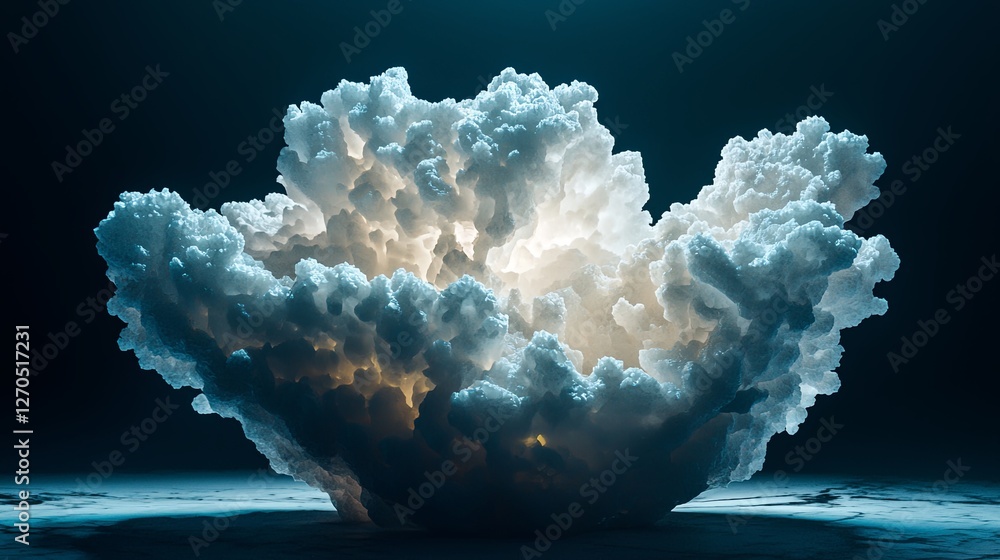 Poster dynamic and ethereal cloud formation with radiant light source