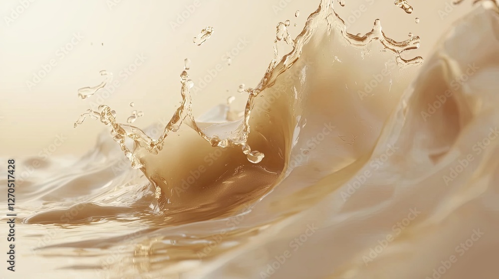 Poster splashing liquid with bright background creating soothing effect