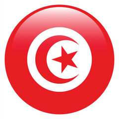 Obraz premium Flag of Tunisia. Tunisia round flag logo icon computer vector illustration design