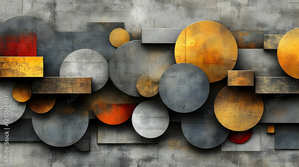 Poster abstract geometric pattern with circles and squares