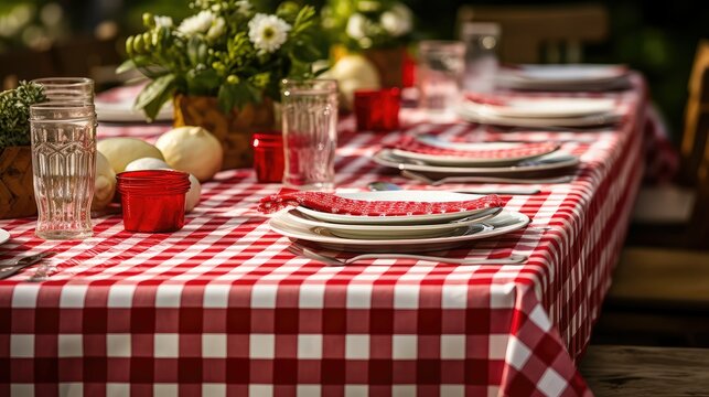 checke red and white checkered table cloth