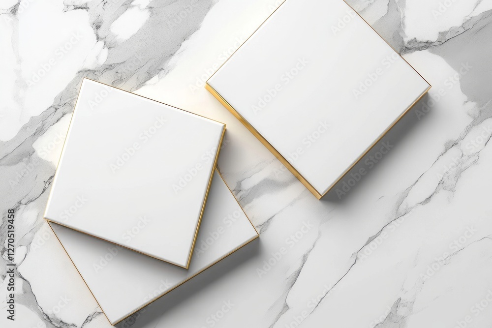 Poster minimalist background with geometric shapes in white and gold, creating geometric patterns and showc