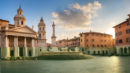 Obraz premium Italy, Rome. Dodontown, located on the site of the Roman Domitian ancient stadium, features Piazza Navona and Sain Agnese Church.