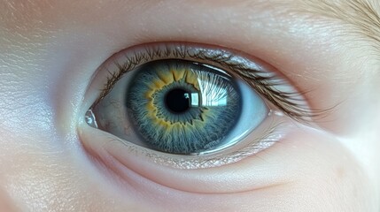 close up of baby blue eye iris with jaundice