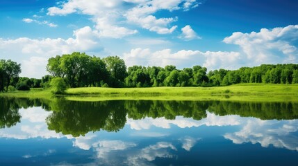 Fototapeta premium clear blue sky green grass