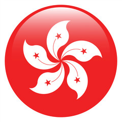 Flag of Hong Kong. Hong Kong round flag logo icon computer vector illustration design