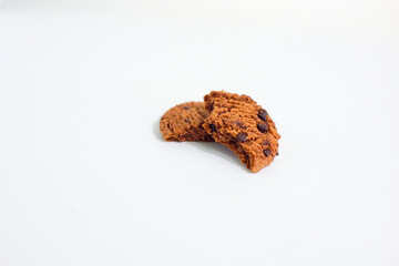 Chocolate chip cookies isolated on white background with clipping path