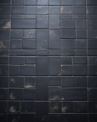 Naklejka premium a grid pattern with square tiles, each tile being uniformly sized. The tiles are predominantly black with a slightly weathered appearance