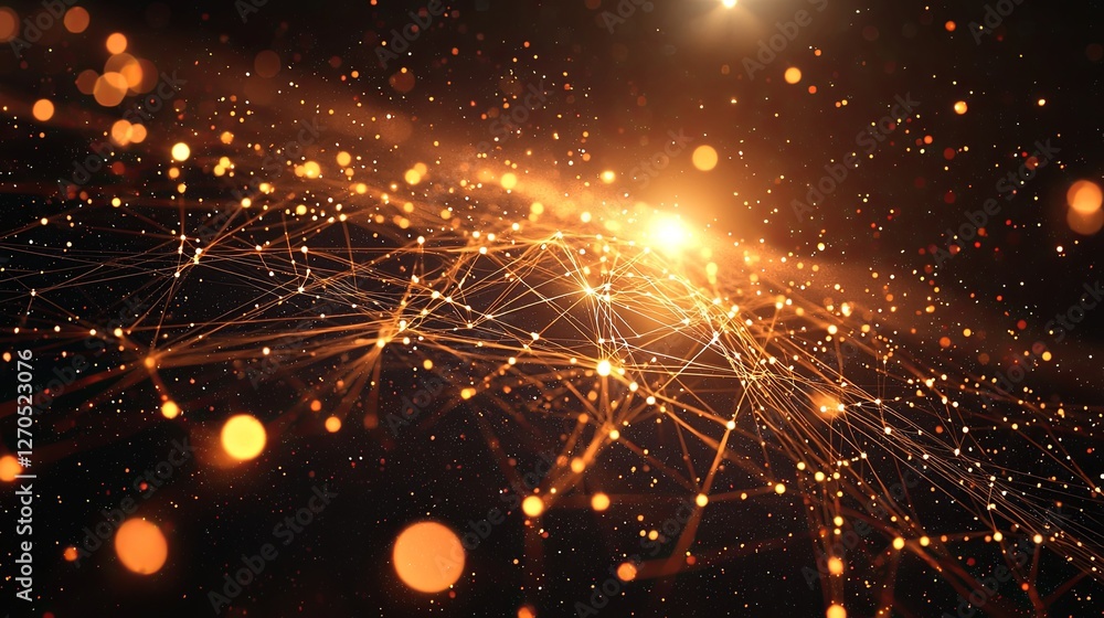 Aufkleber golden sparkling abstract background with light and particles