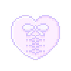 Fototapeta premium ピクセルアートな編み上げのハートボタン⭐︎PNG