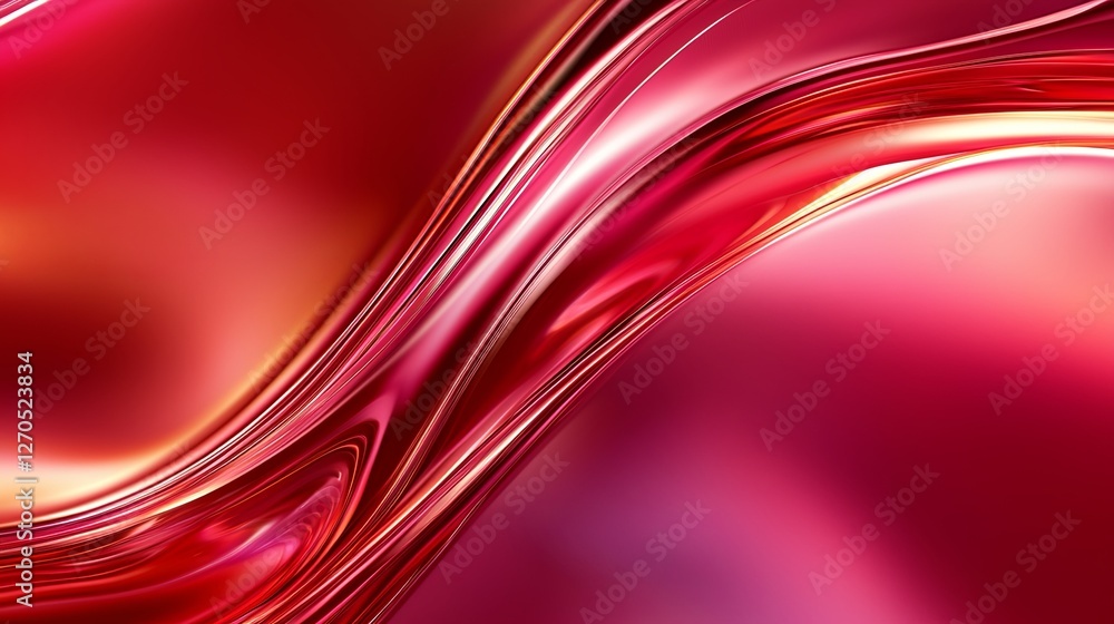 Poster abstract red wave pattern with smooth flowing curves and light