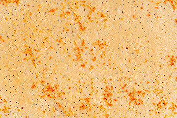 Abstract background of closeup top view of buttery texture of surface of sweet homemade french...