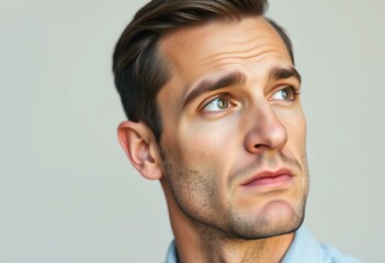 Natural light portrait of a male with a nervous expression