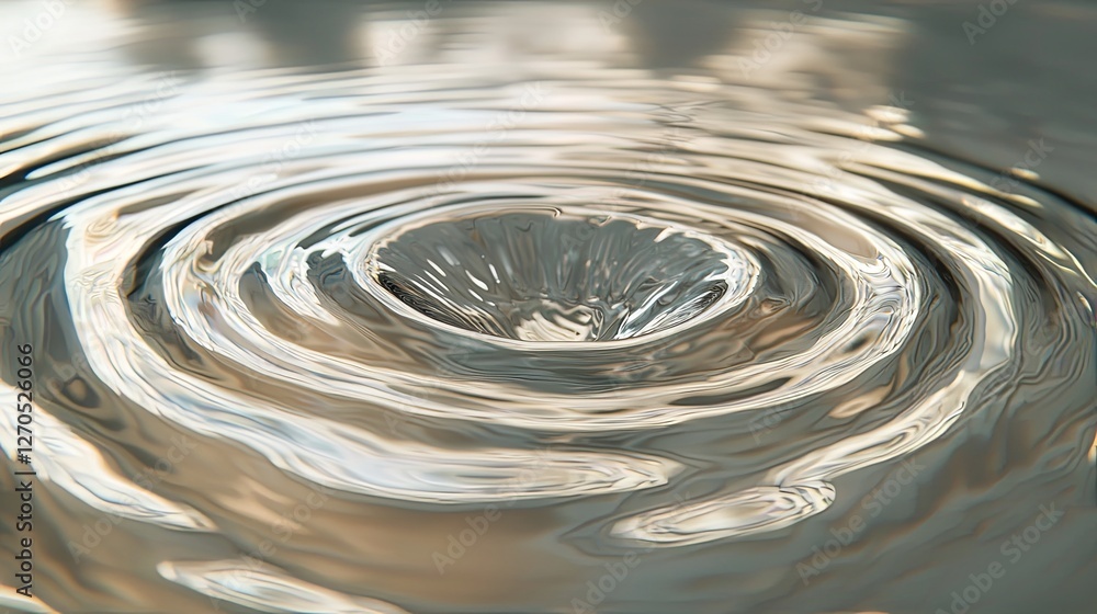 Poster close-up of water droplet creating ripples in calm surface