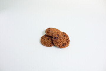 Chocolate chip cookies isolated on white background with clipping path