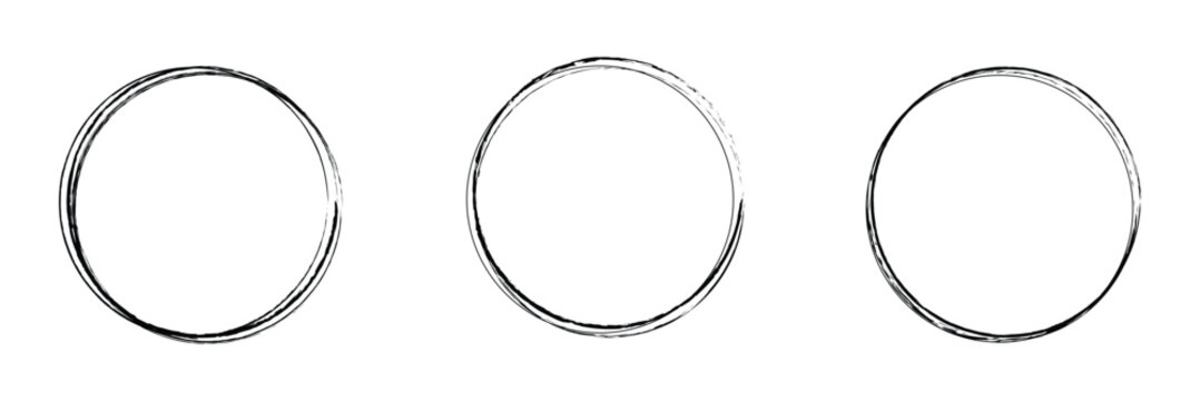 Vector brush strokes circles of paint on white background. Ink hand drawn paint brush circle. Logo, label design element vector illustration. Black abstract circle. 