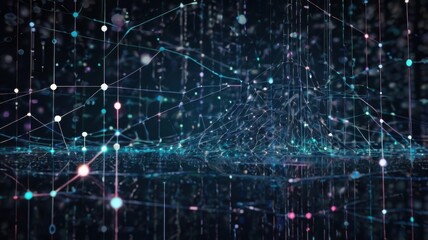 A futuristic digital background showcasing the flow of big data, represented by particles and a bokeh effect. Ideal for concepts related to data, technology, and digital innovation.